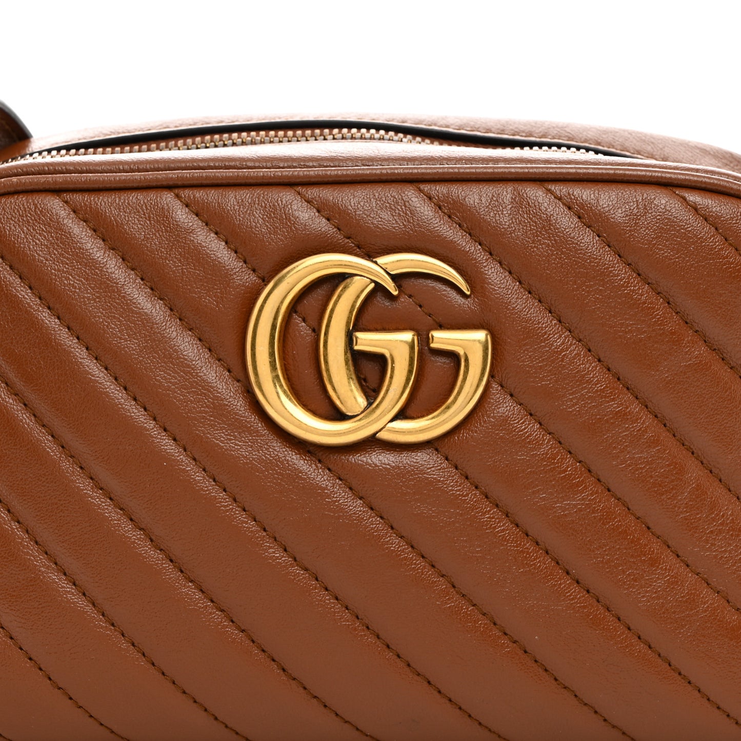 Glazed Calfskin Matelasse Diagonal Small GG Marmont Chain Shoulder Bag Cuir