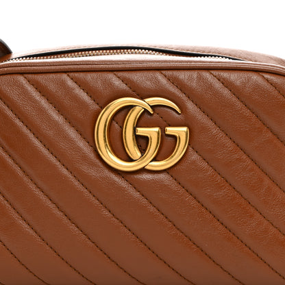Gucci Glazed Calfskin Matelasse Diagonal Small GG Marmont Chain Shoulder Bag Cuir 9 of 11