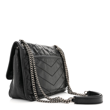 Saint Laurent Crinkled Calfskin Matelasse Monogram Baby Niki Chain Satchel Black 3 of 11