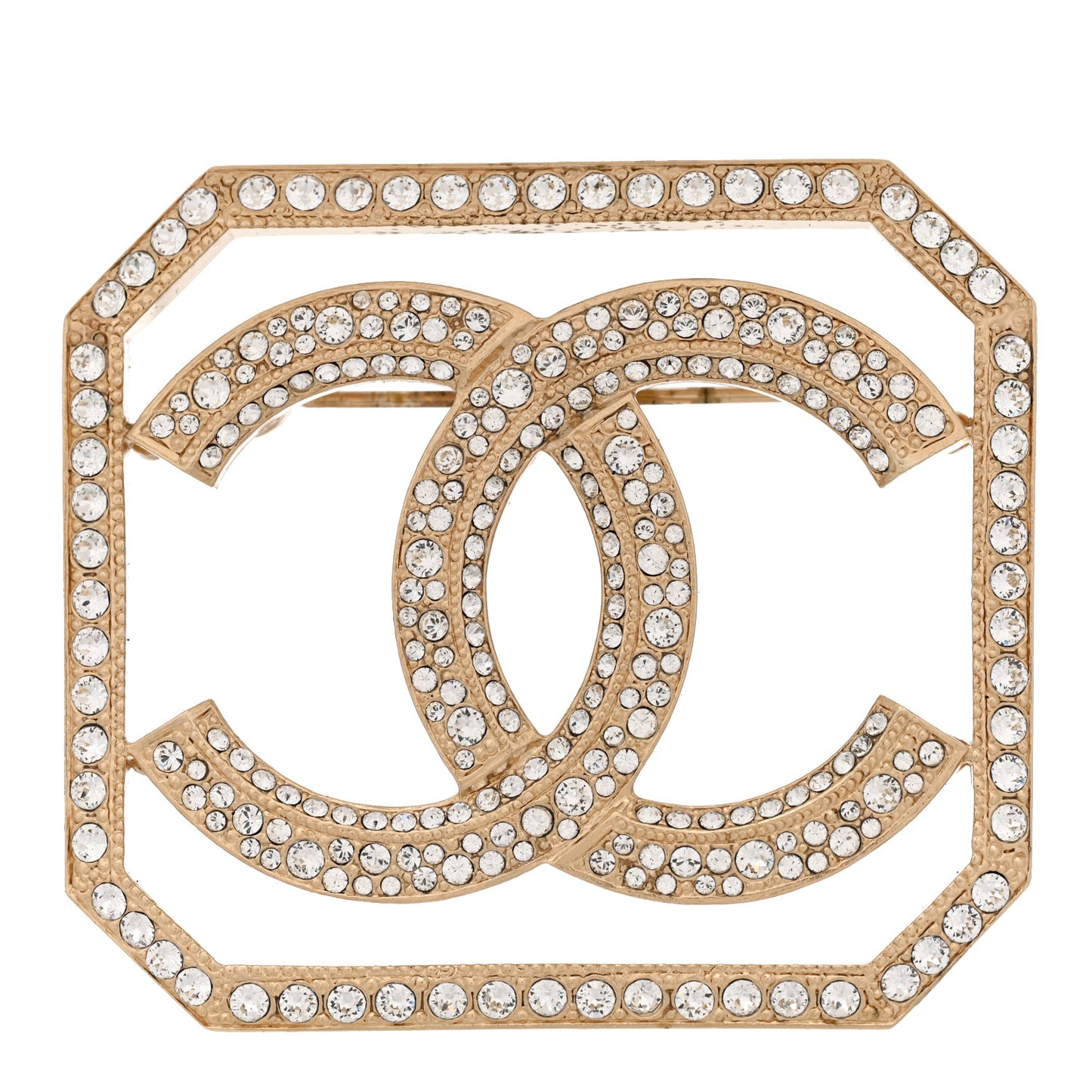 Crystal CC Brooch Gold