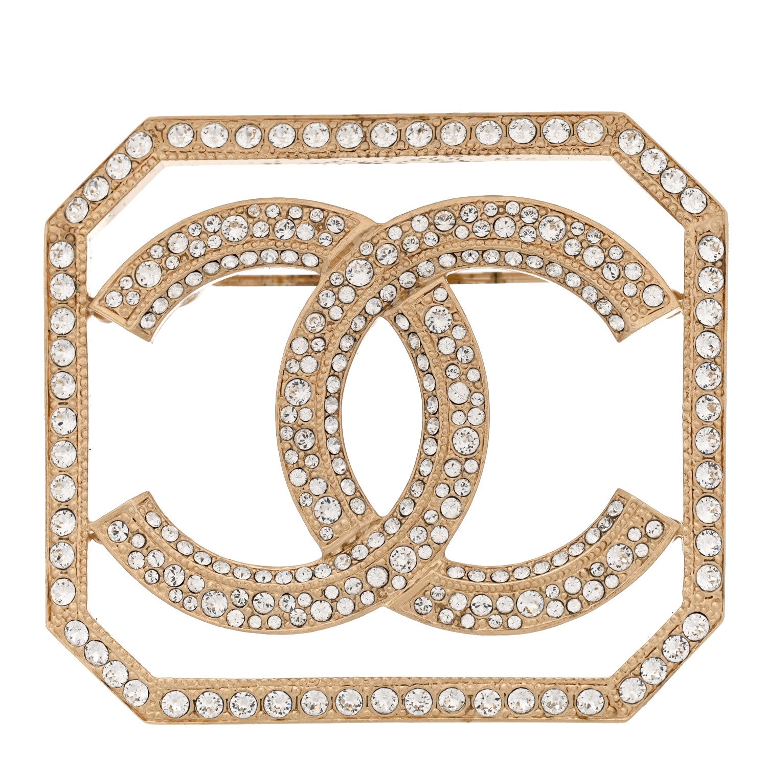 Chanel Crystal CC Brooch Gold 1 of 4