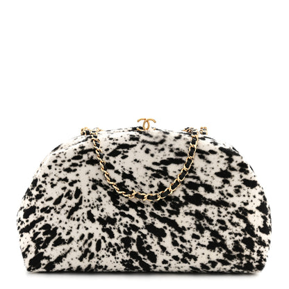 Chanel Pony Hair Printed Clutch With Chain Black White 1 of 11