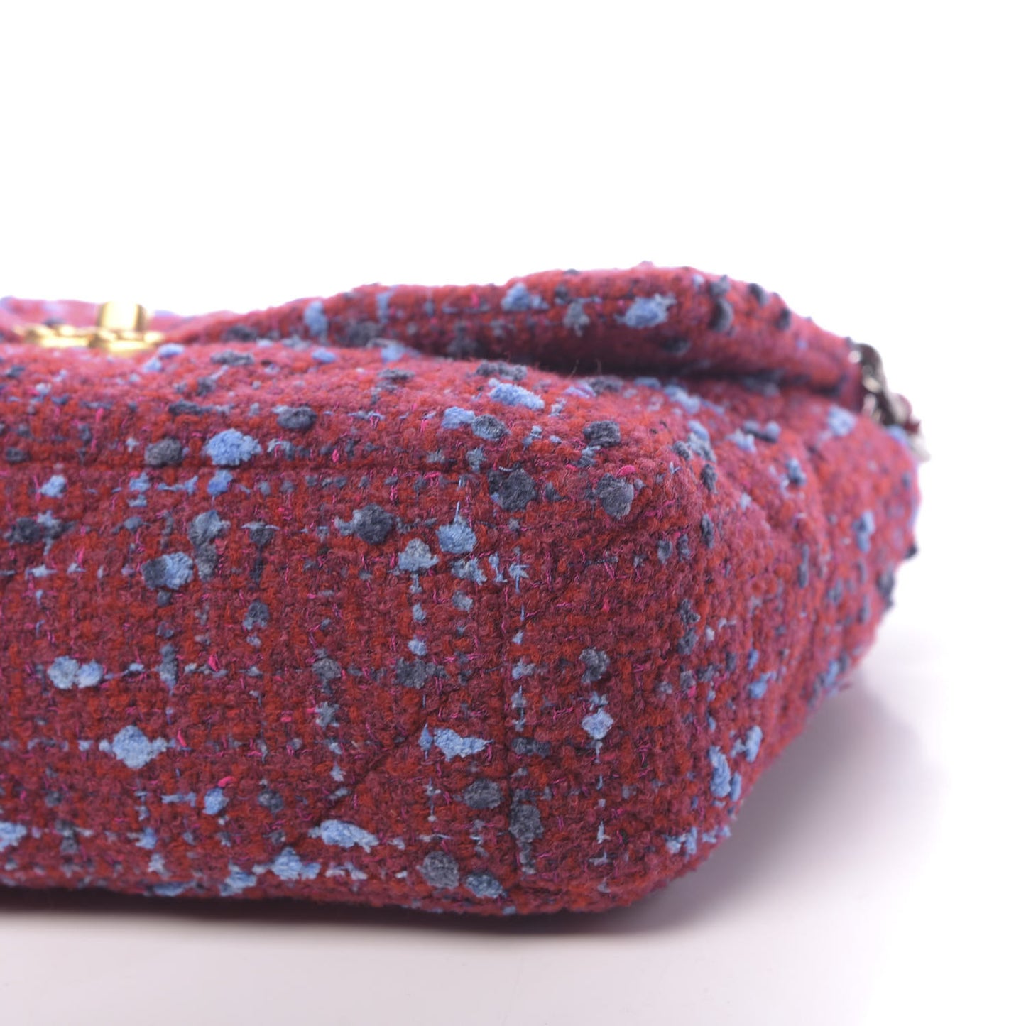 Tweed Quilted Large 19 Flap Red Blue Grey