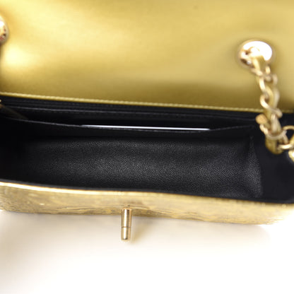 Chanel Metallic Calfskin Crocodile Embossed Cocodile Rectangular Mini Flap Gold 5 of 11
