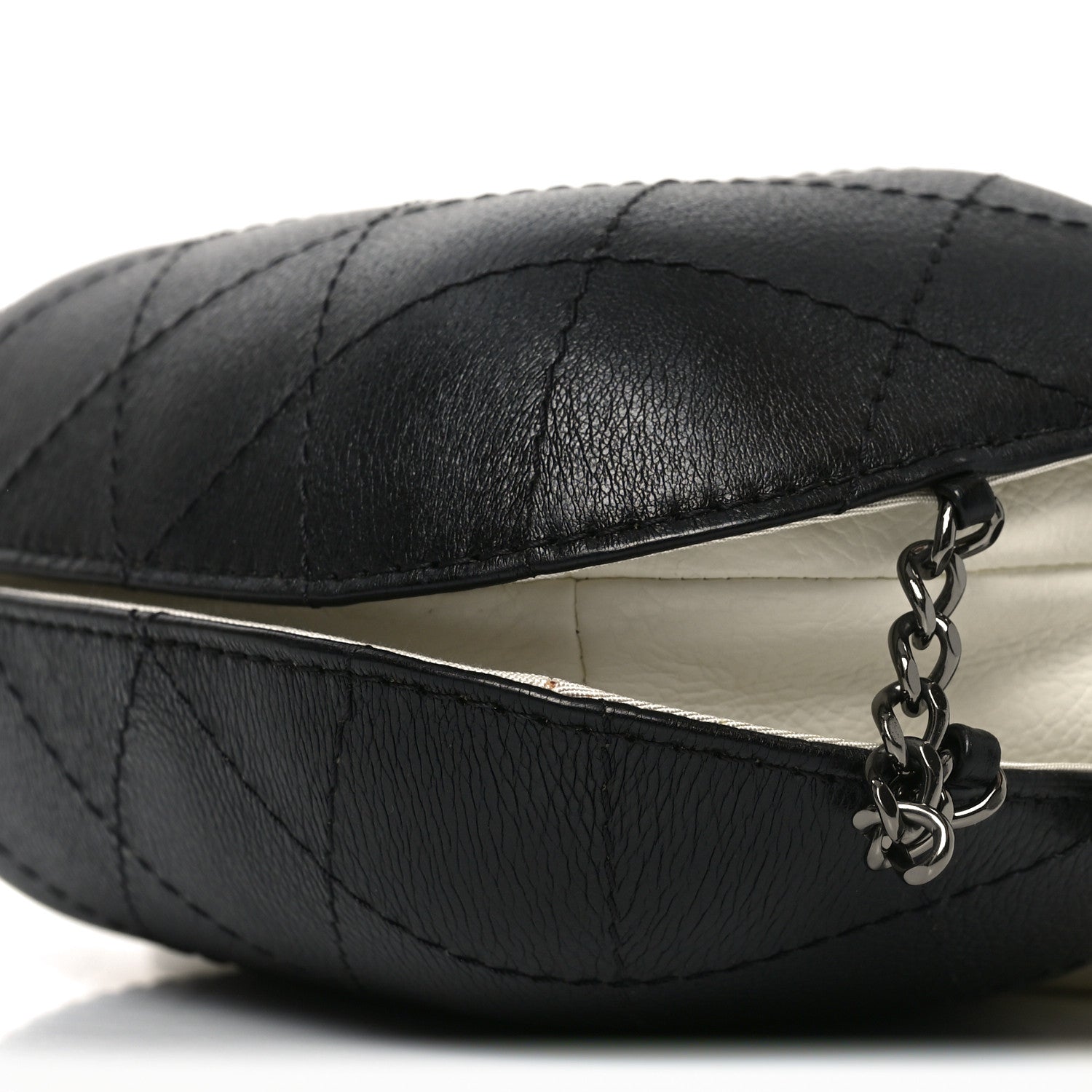 Chanel Aged Calfskin Quilted Small Gabrielle Bucket White Black 10 of 10