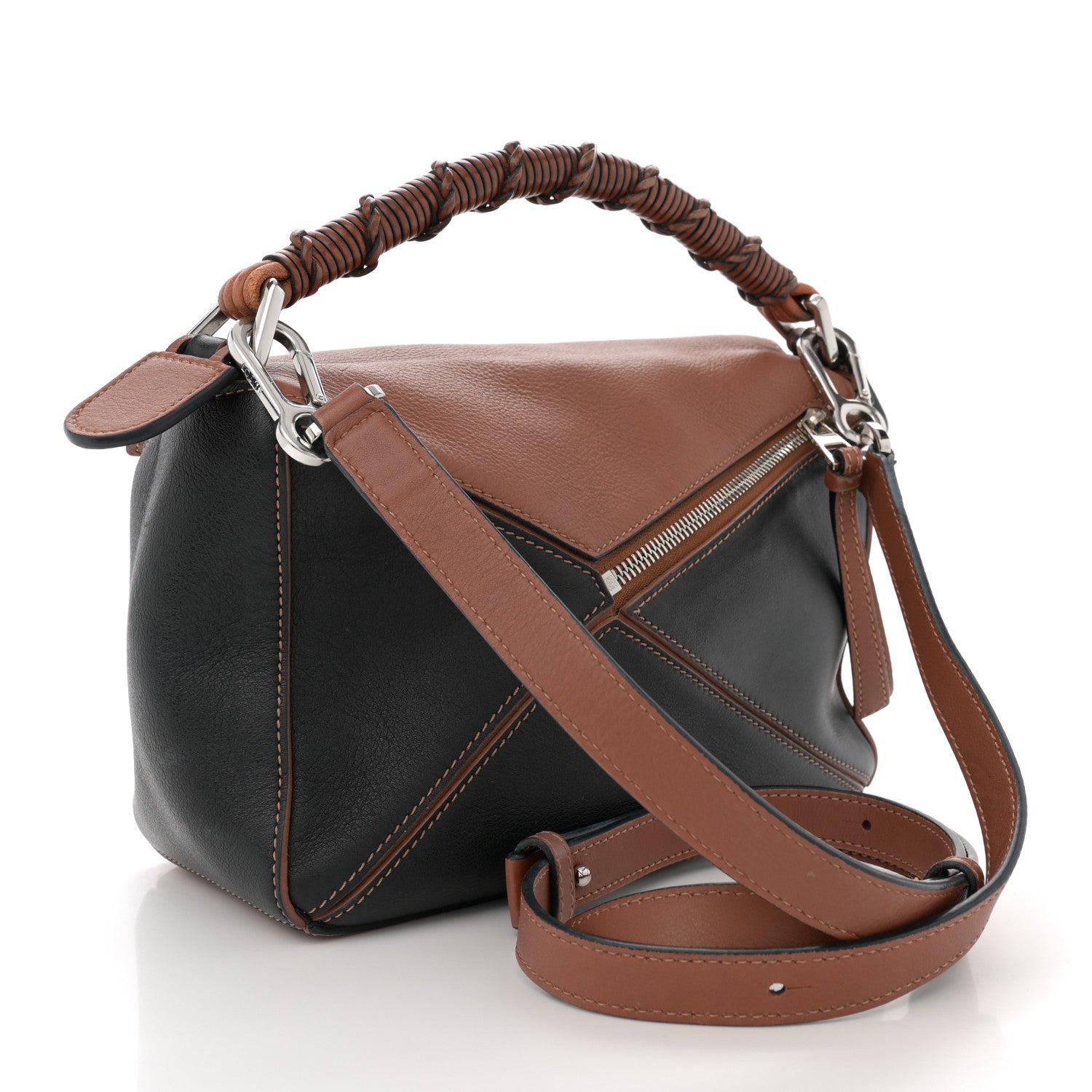 Loewe Calfskin Small Craft Puzzle Bag Tan Black 3 of 15