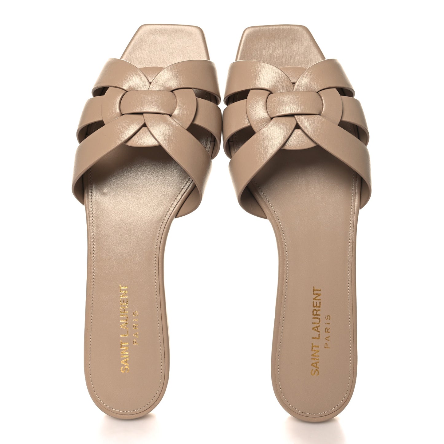 Calfskin Tribute 05 Slide Sandals 39 Dark Beige