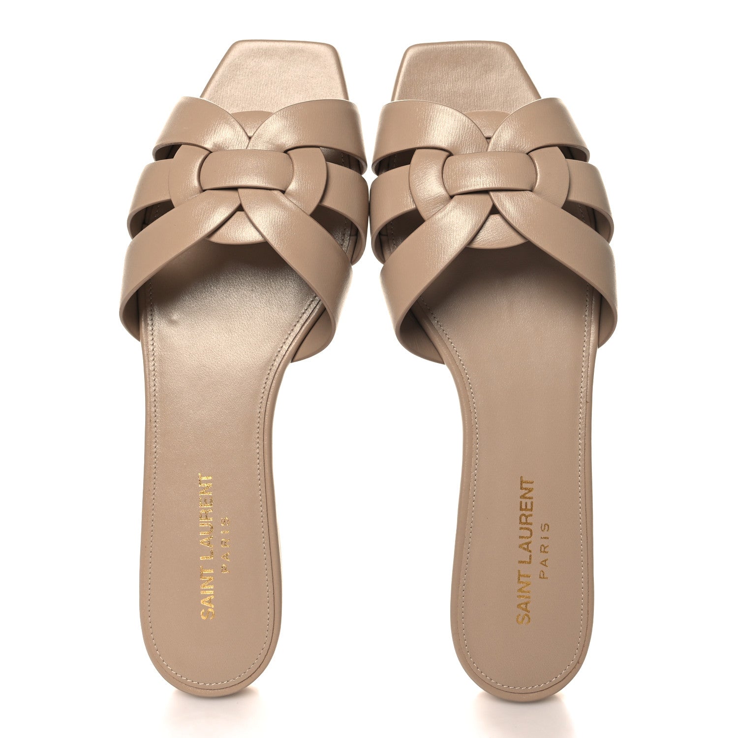 Saint Laurent Calfskin Tribute 05 Slide Sandals 39 Dark Beige 2 of 10