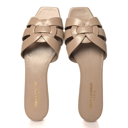 Saint Laurent Calfskin Tribute 05 Slide Sandals 39 Dark Beige 2 of 10