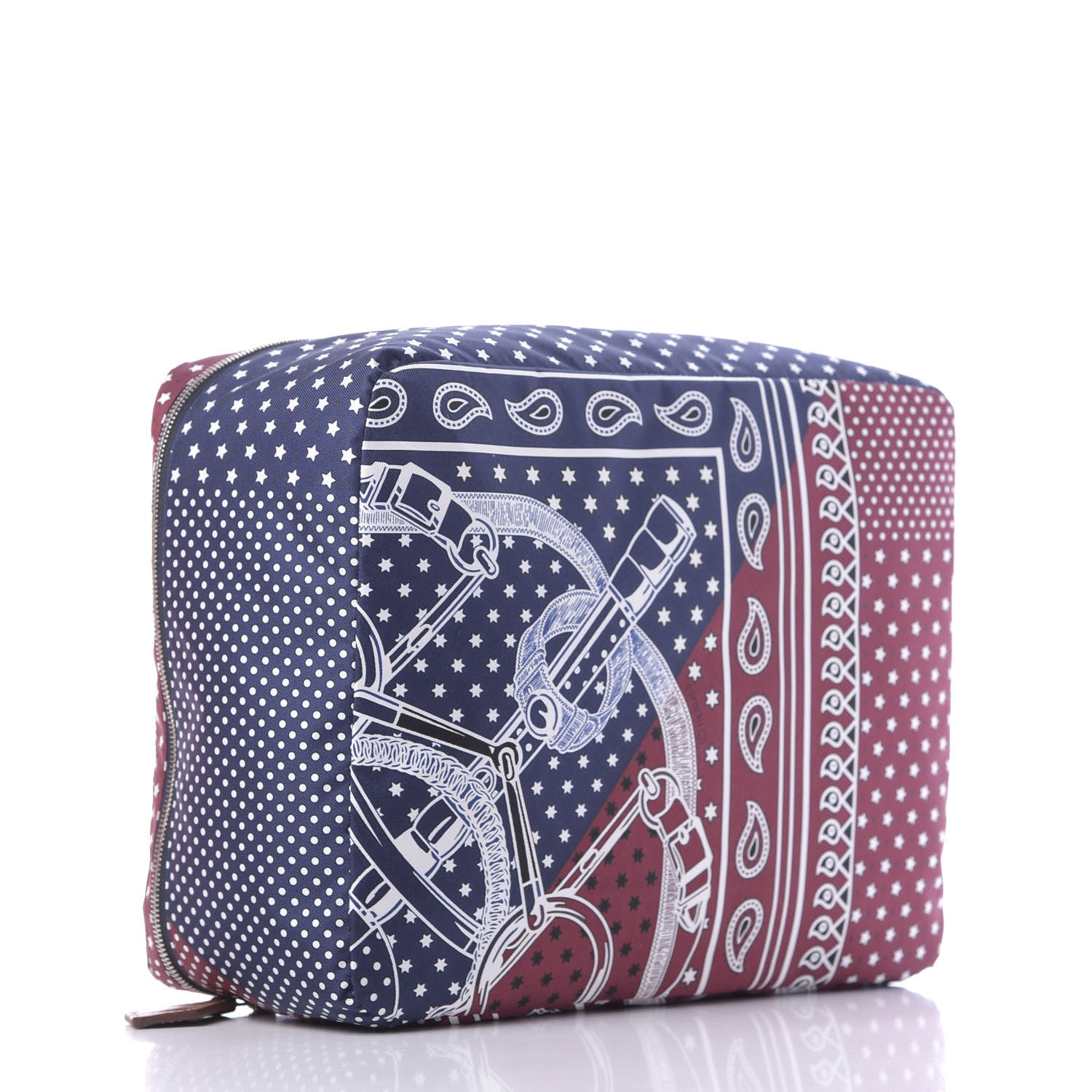 Hermes Silk Eperon d'Or Bandana Travelsilk PM Cube Bordeaux Bleu Marine 3 of 11
