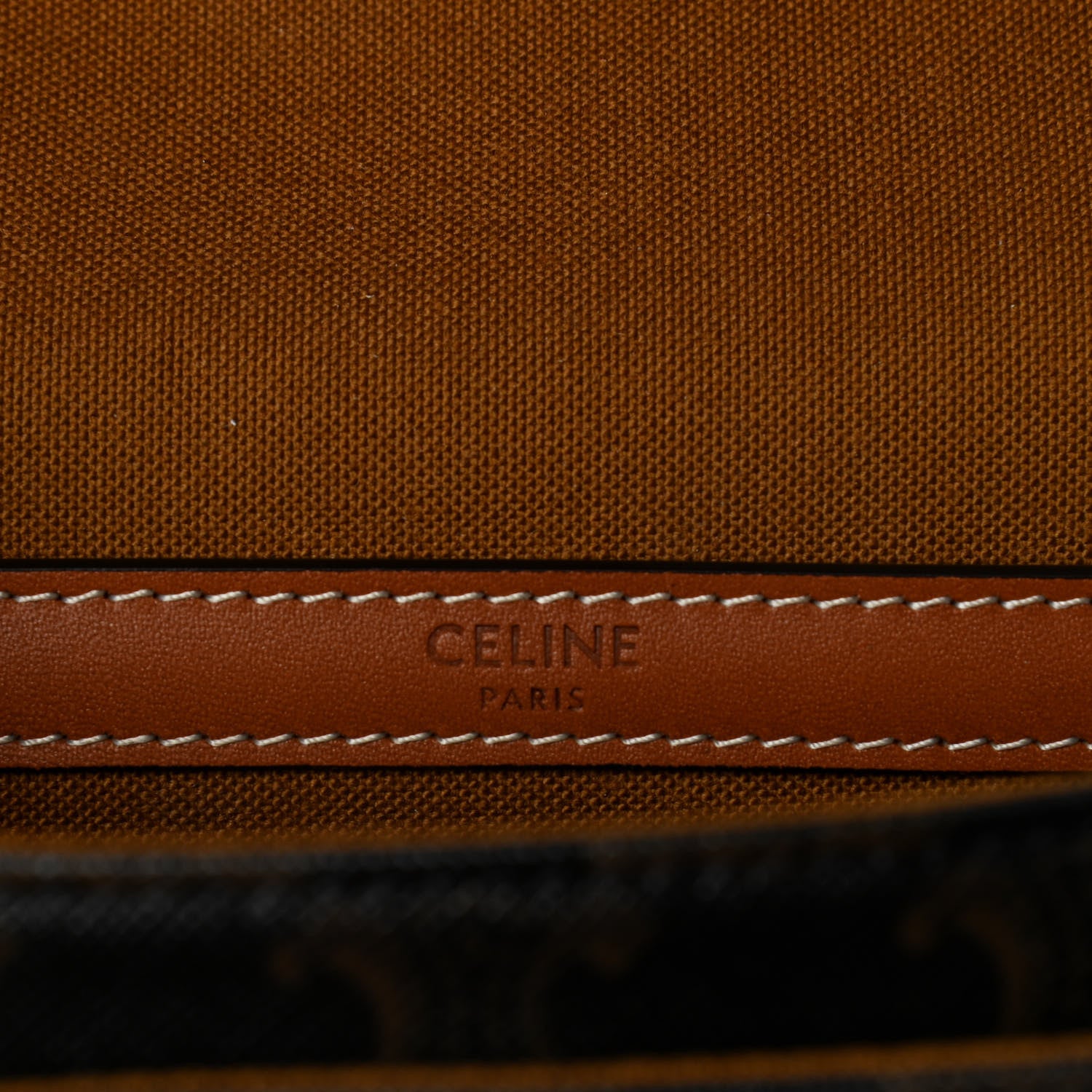 Celine Triomphe Canvas Medium Folco Bag Tan 8 of 13