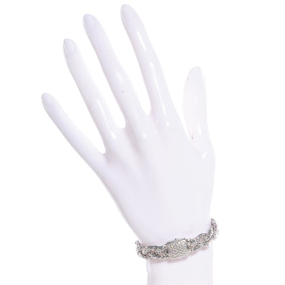 John Hardy Sterling Silver Pave Diamonds Classic Chain Braided Bracelet Small 2 of 5