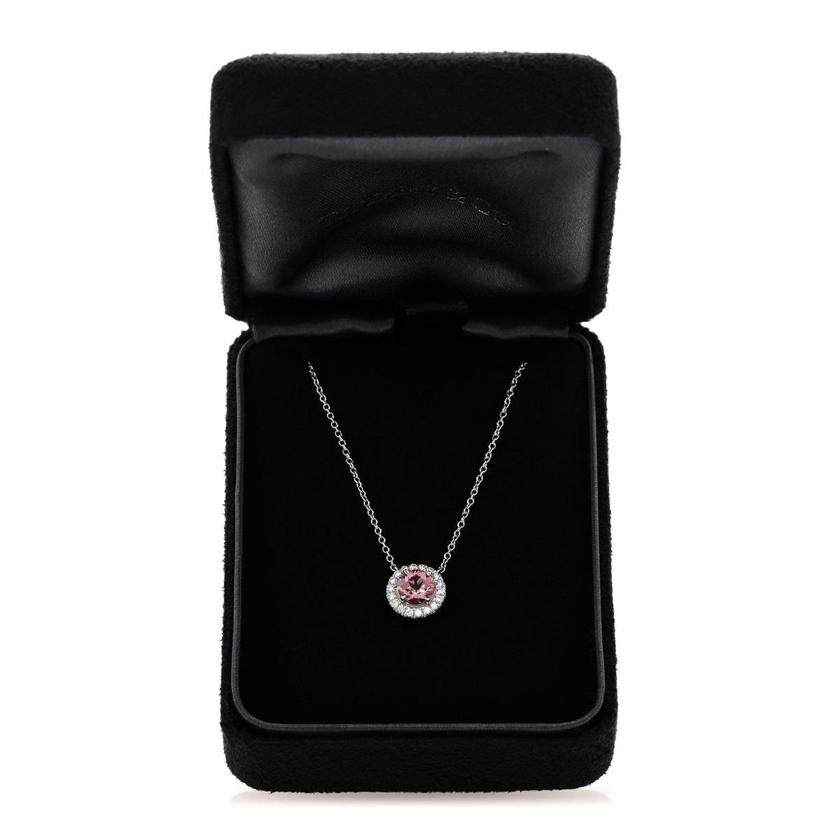 Platinum Diamond Pink Tourmaline Soleste Pendant Necklace