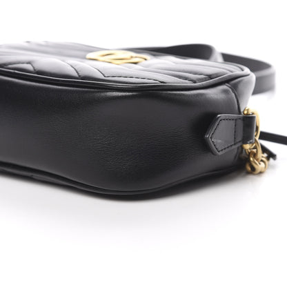 Gucci Calfskin Matelasse Mini GG Marmont Chain Shoulder Bag Black 10 of 12