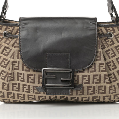 Fendi Zucchino Vitello Drawstring Shoulder Bag Testa di Moro Beige 7 of 14