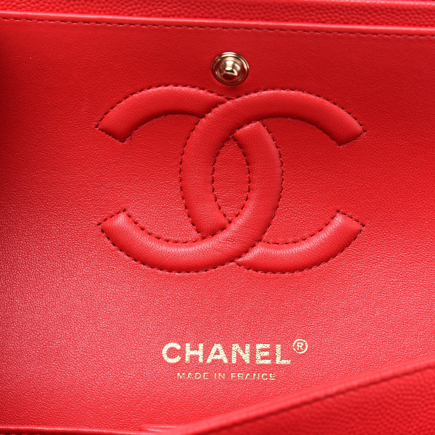 Caviar Quilted Medium Double Flap Red