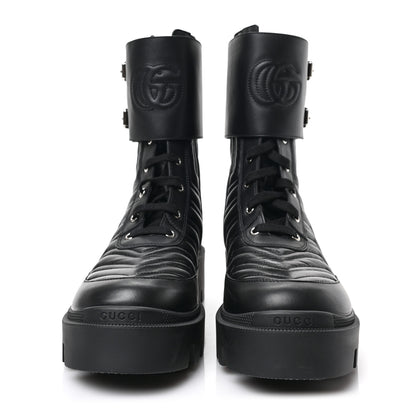 Gucci Nappa Frances GG Matelasse Platform Combat Boots 41 Black 2 of 6