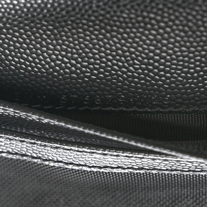 Saint Laurent Grain De Poudre Matelasse Chevron Monogram Zipped Card Case Black 7 of 9