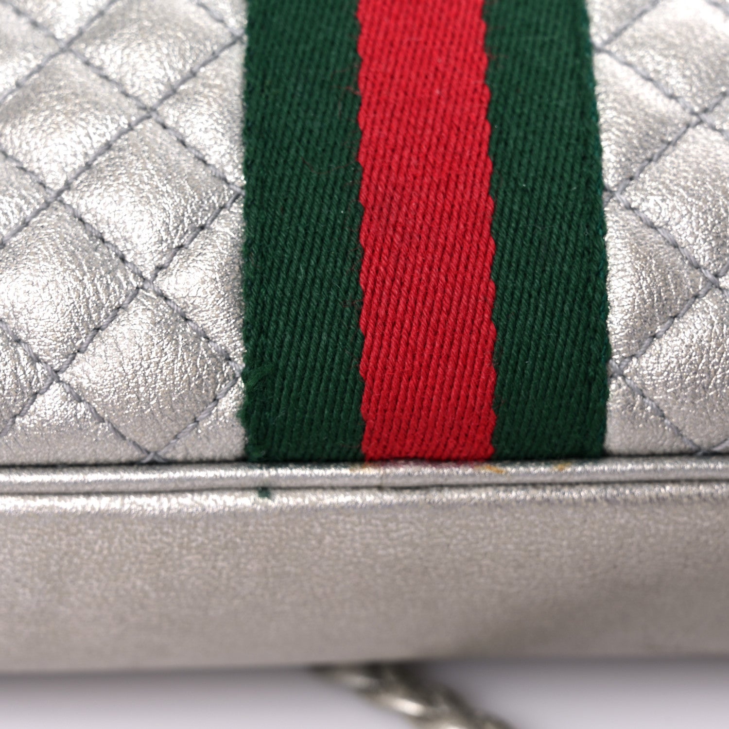 Gucci Laminated Nappa Web Trapuntata Small GG Shoulder Bag Argento 16 of 16