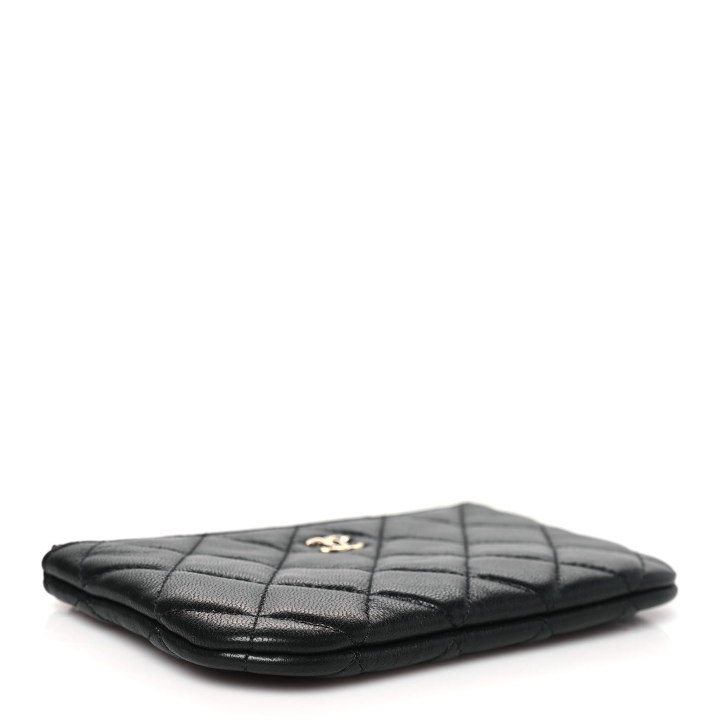 Lambskin Quilted Small Cosmetic Case Black