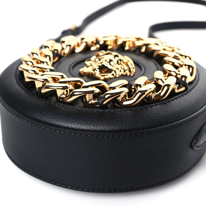 Versace Grained Calfskin Mini La Medusa Disco Round Crossbody Bag Black 7 of 7