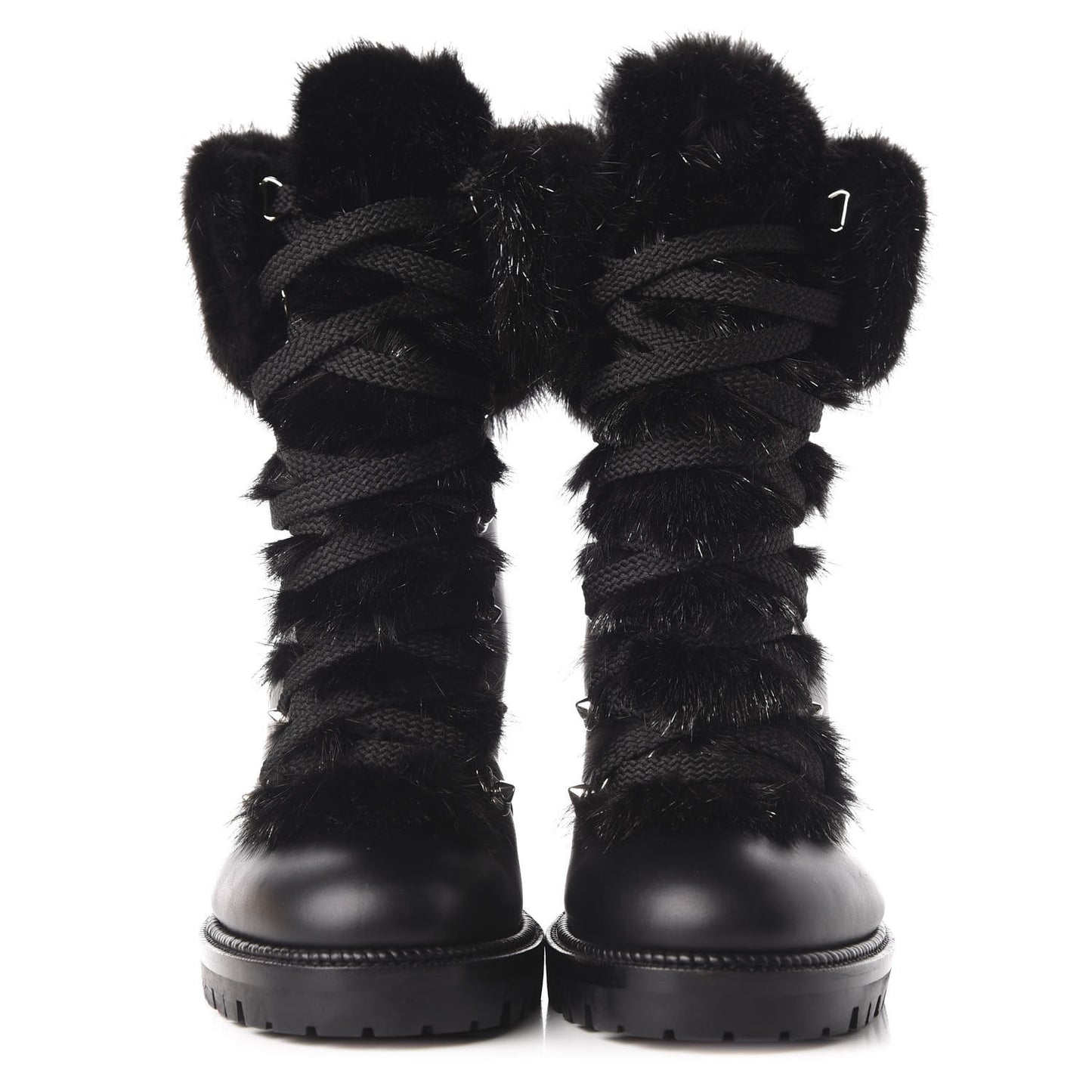 Nappa Fox Fur Fanny 70 Ankle Boots 36 Black