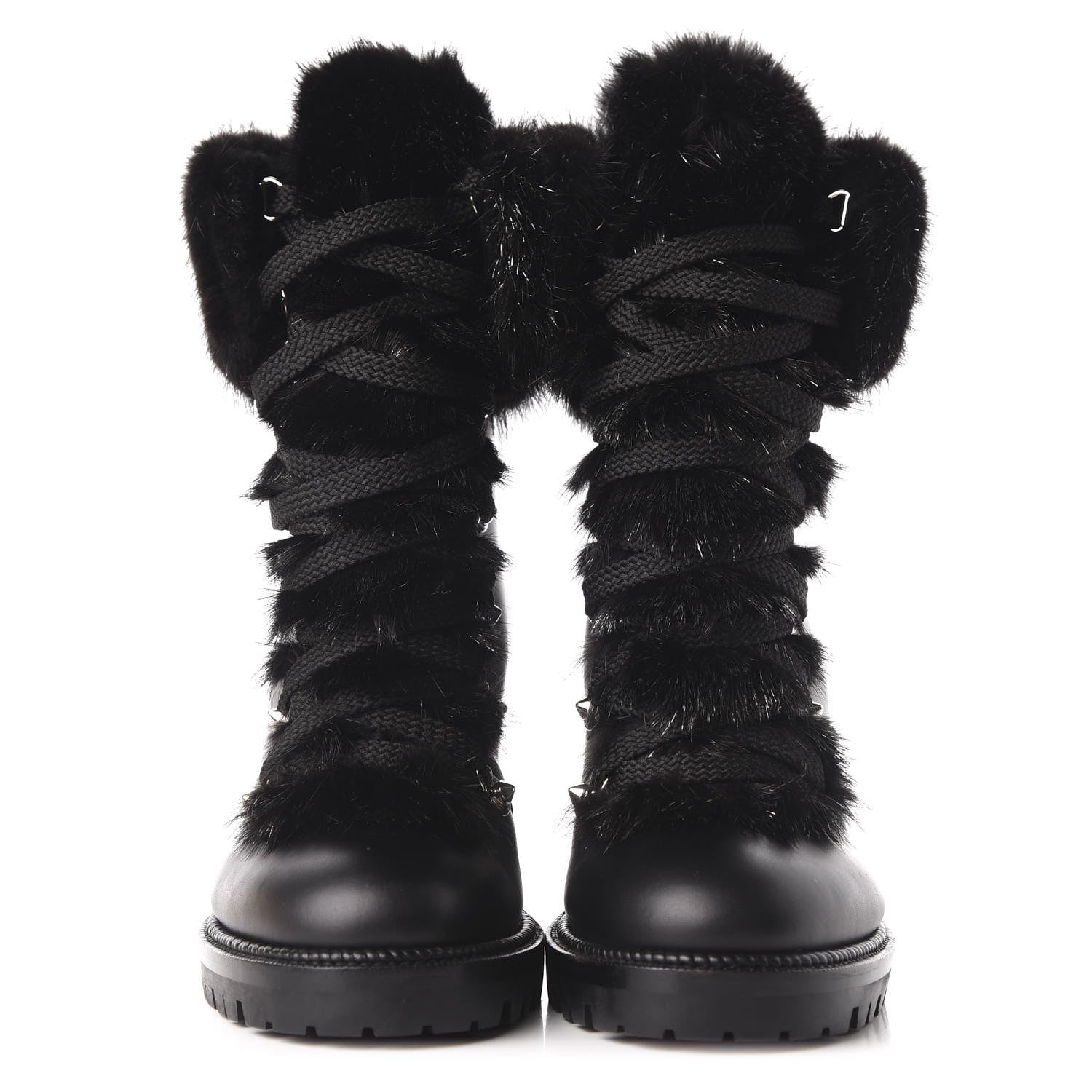 Christian Louboutin Nappa Fox Fur Fanny 70 Ankle Boots 36 Black 2 of 10
