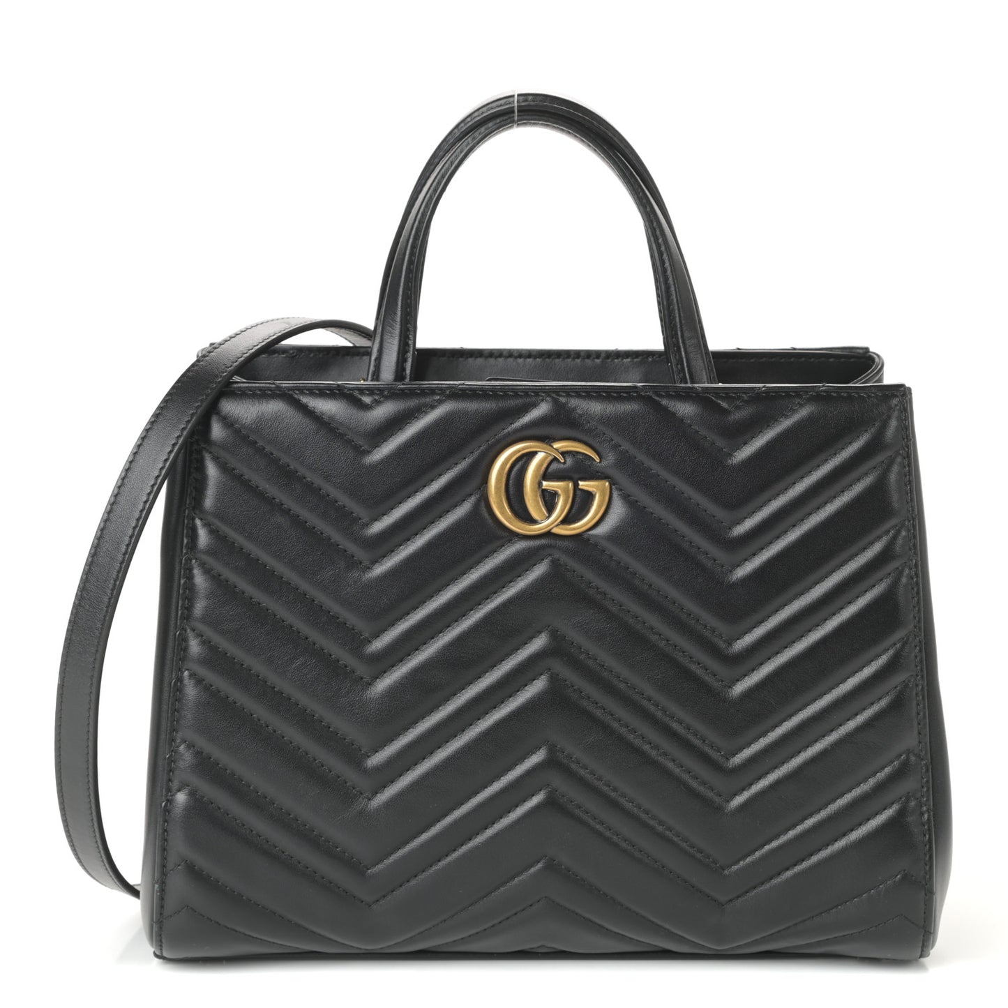 Calfskin Matelasse Small GG Marmont Tote Black