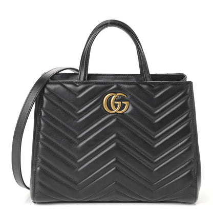 Gucci Calfskin Matelasse Small GG Marmont Tote Black 1 of 9