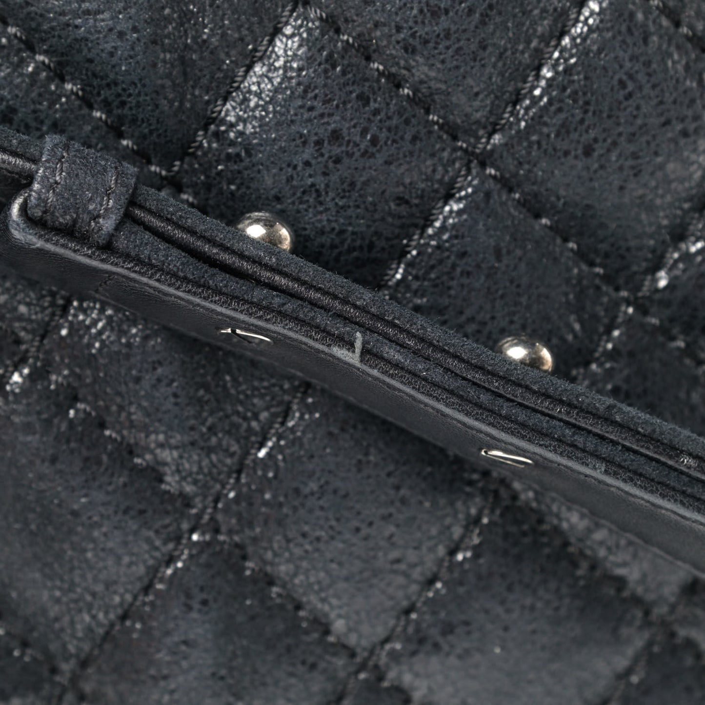 Goatskin Quilted Large Gentle Boy Flap Black