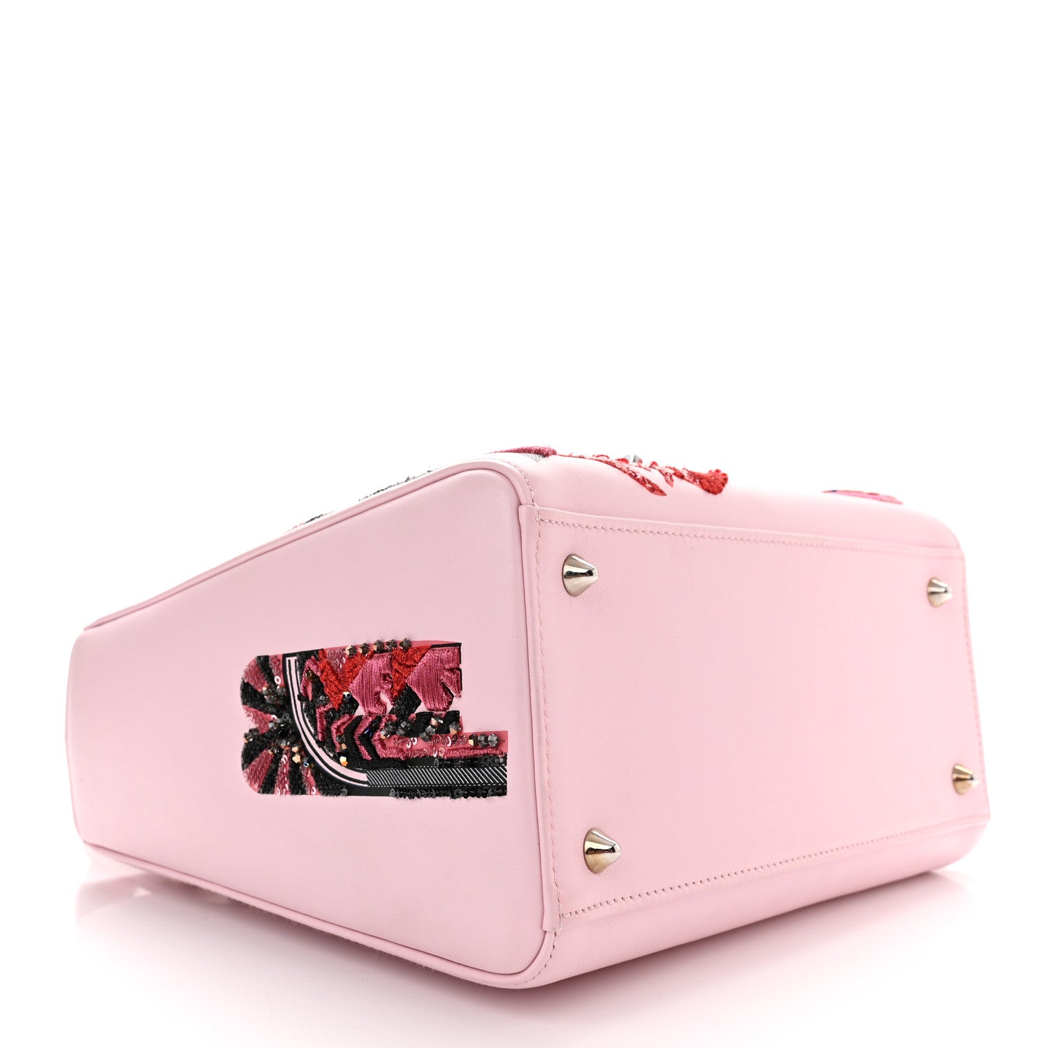 Christian Dior Smooth Calfskin Embroidered Medium Lady Dior Pink Multicolor 4 of 10