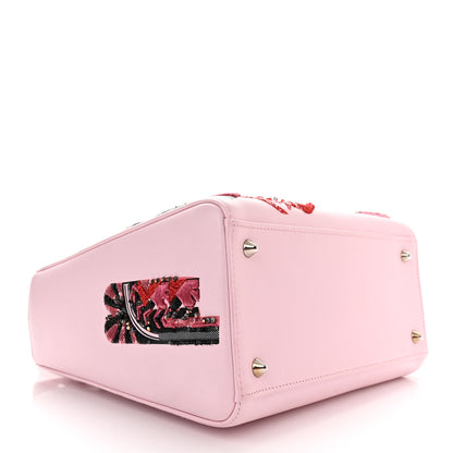 Christian Dior Smooth Calfskin Embroidered Medium Lady Dior Pink Multicolor 4 of 10