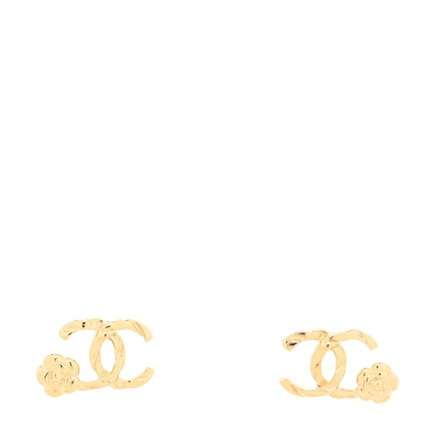 Metal Camellia CC Earrings Gold