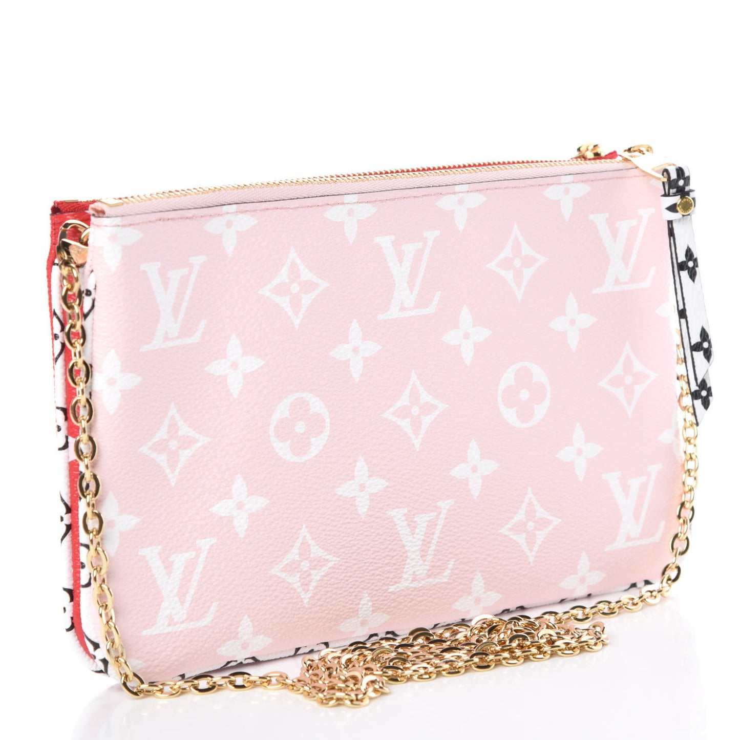 Monogram Giant Double Zip Pochette Rouge