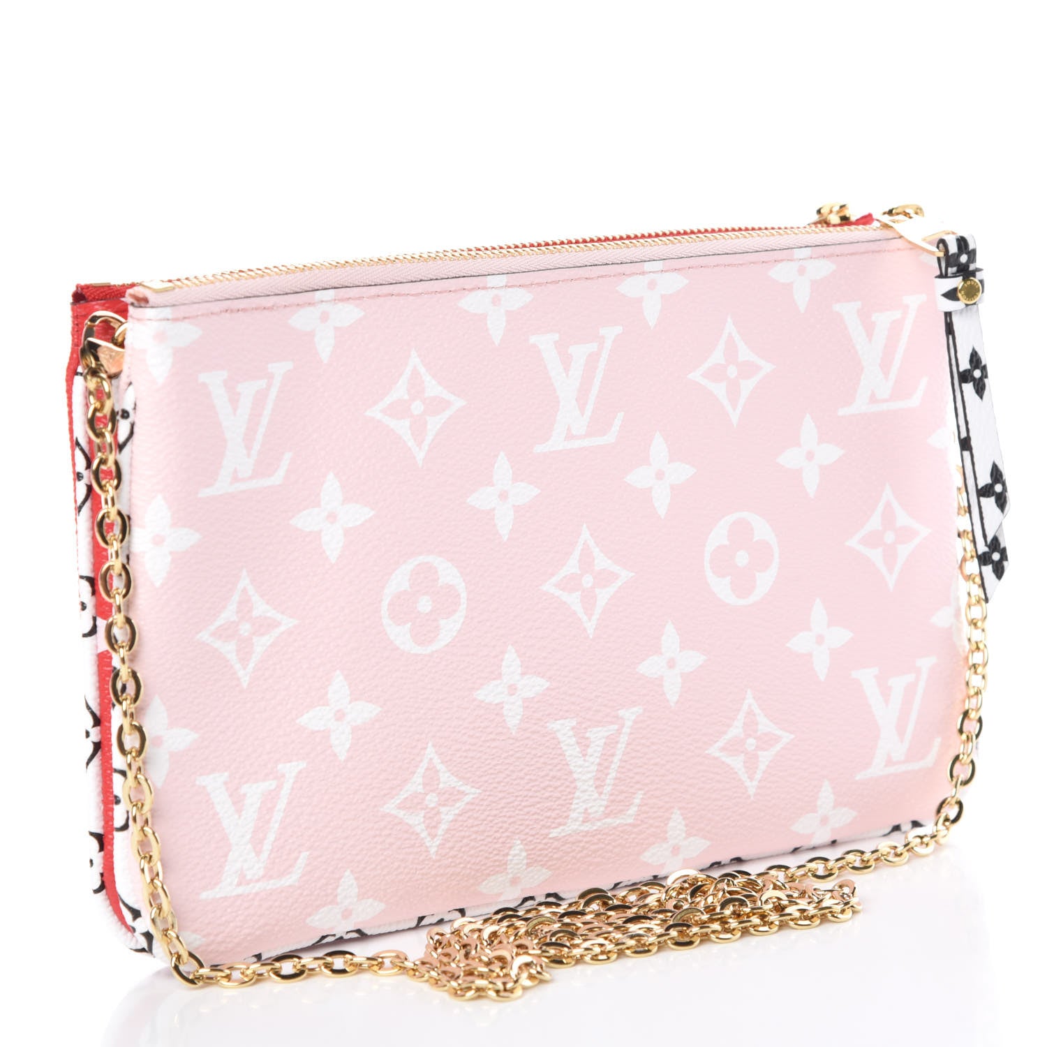 Louis Vuitton Monogram Giant Double Zip Pochette Rouge 3 of 10