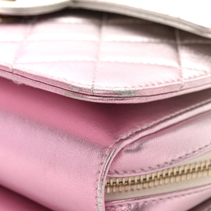 Chanel Metallic Lambskin Quilted Large Like A Wallet Flap Golden Pink 11 of 15