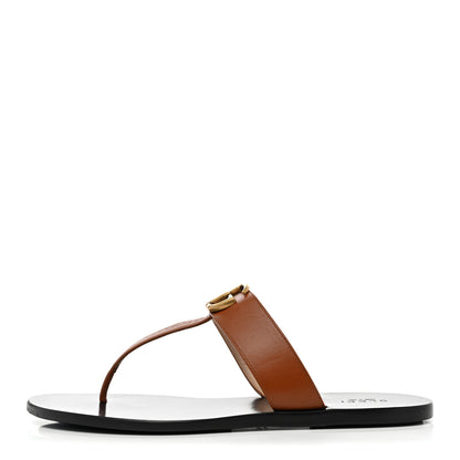 Gucci Calfskin GG Marmont Thong Sandals 39 Cognac 1 of 8