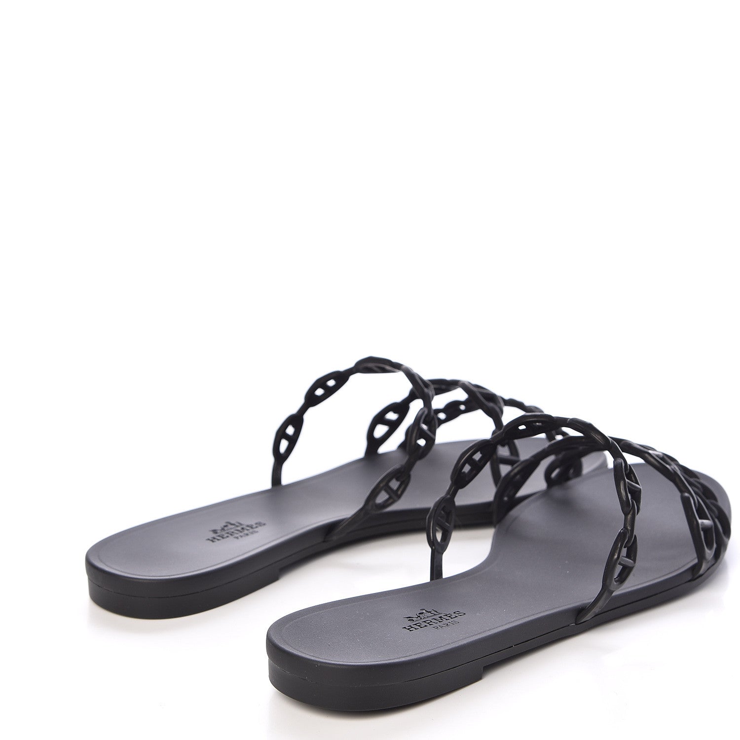 Hermes Rubber Chaine d'Ancre Rivage Sandals 40 Black 4 of 8