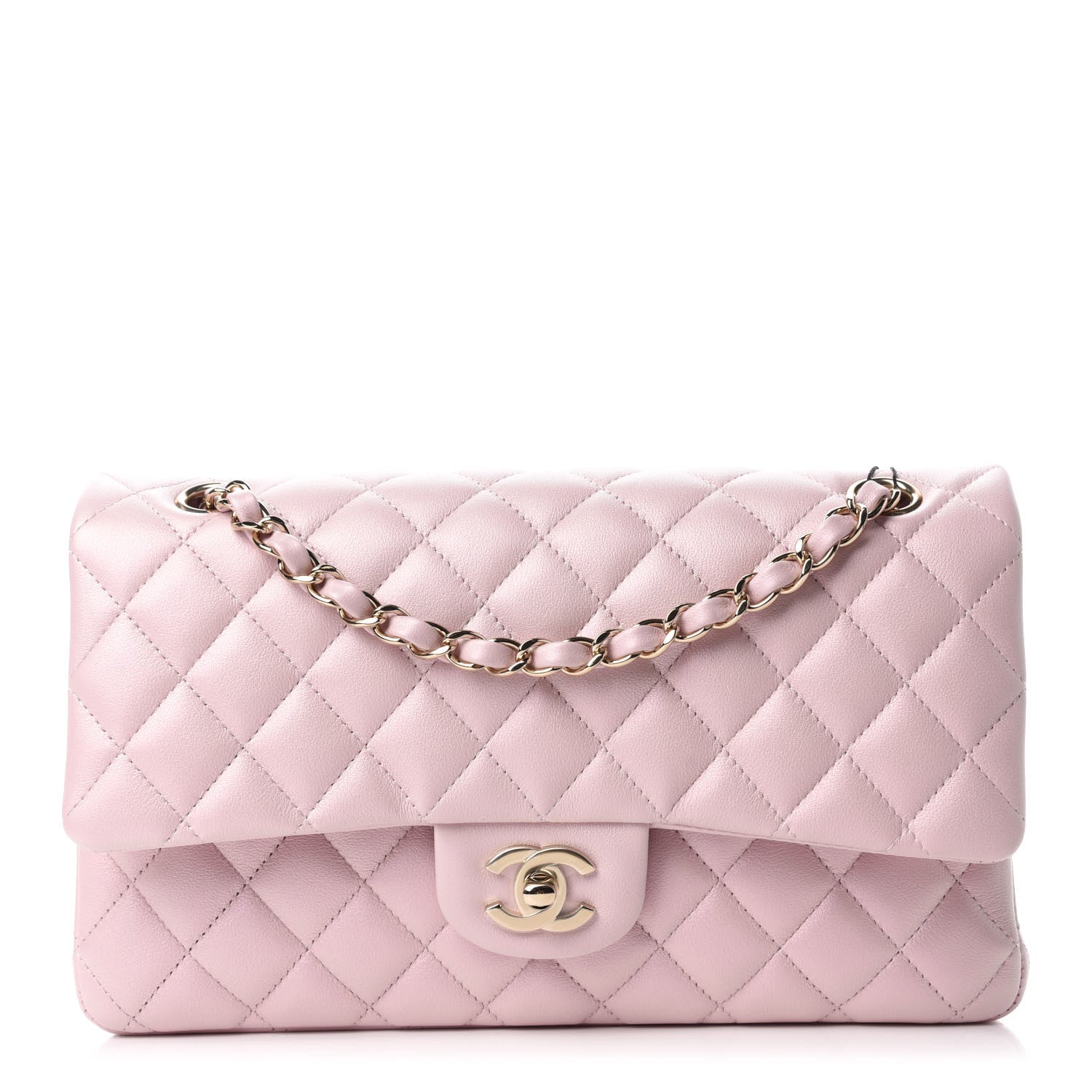 Chanel Iridescent Calfskin Quilted Medium Double Flap Light Pink 1 of 12