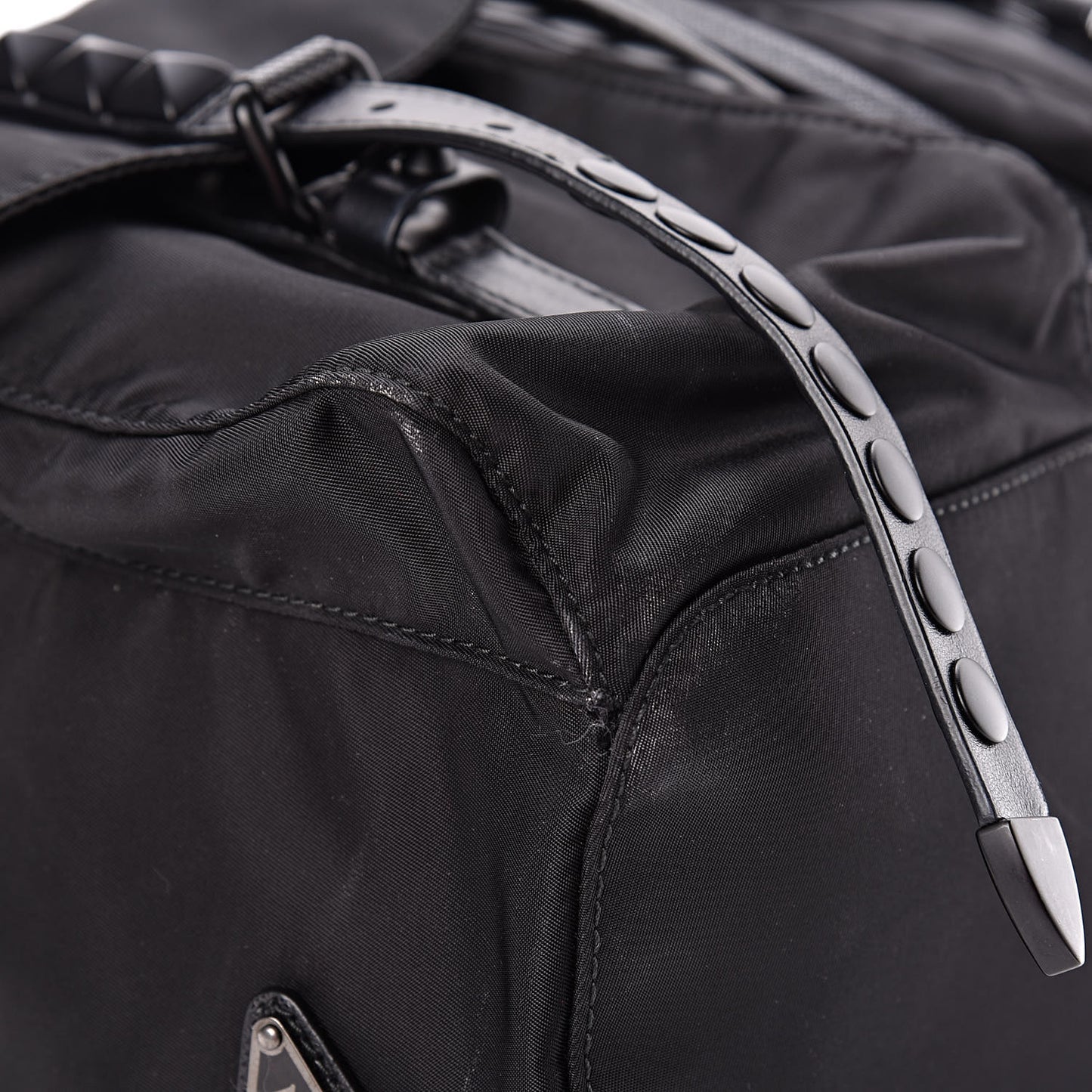 Nylon New Vela Monochrome Studded Backpack Black