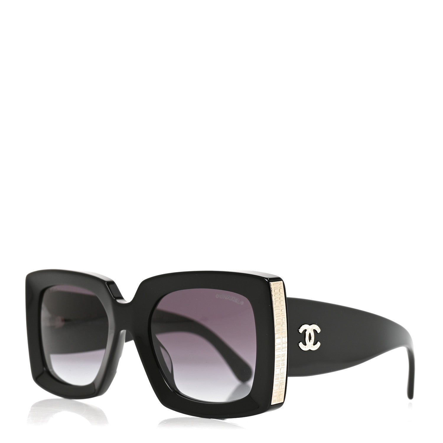 Chanel Acetate Rectangle Sunglasses 5435-A Black 1 of 7