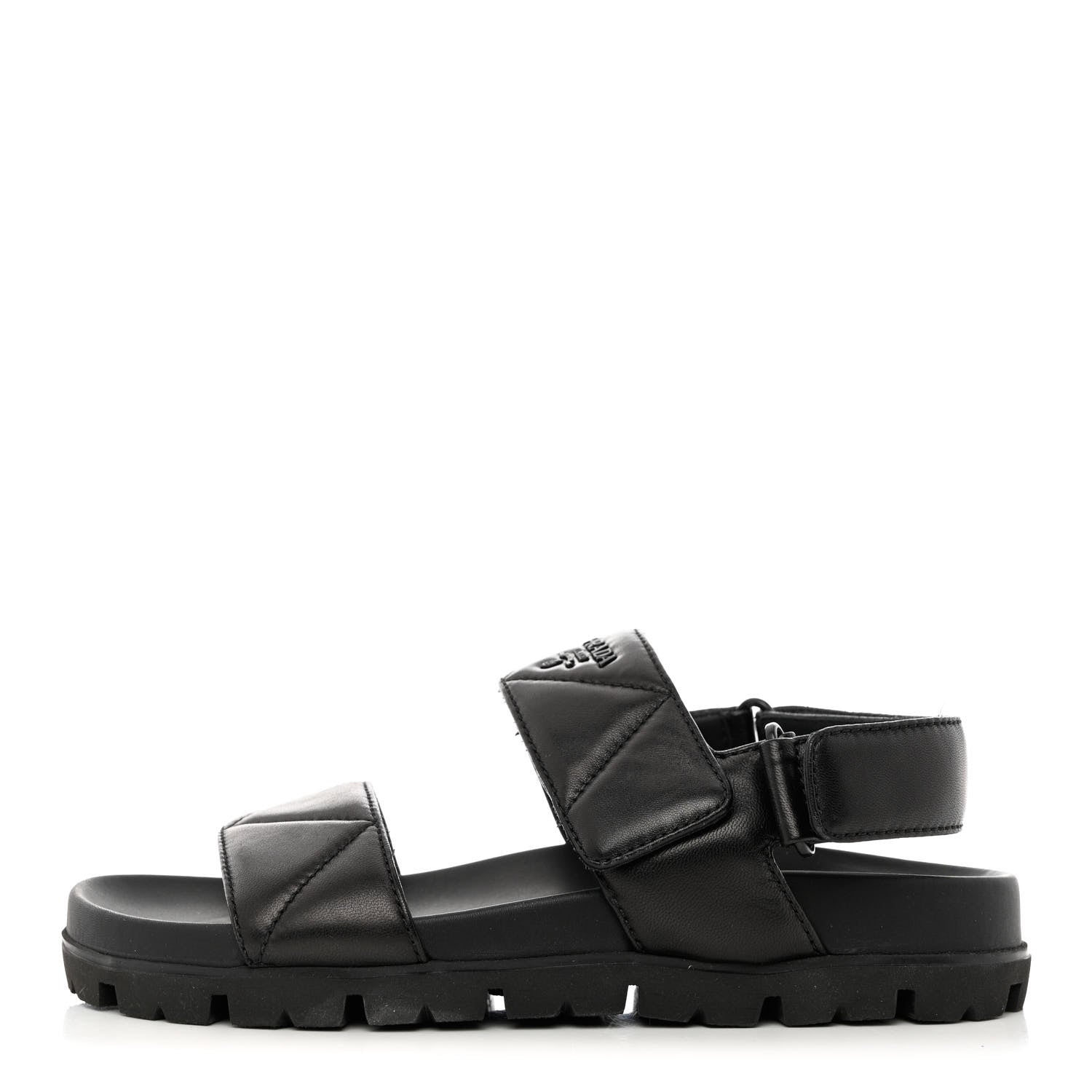 Prada Nappa Logo Quilted 20mm Sport Sandals 37 Black 1 of 10