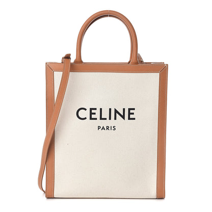 Celine Canvas Calfskin Small Vertical Cabas Natural Tan 1 of 8
