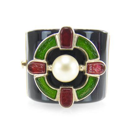 Chanel Resin Wide Gripoix Pearl Cuff Black 1 of 6
