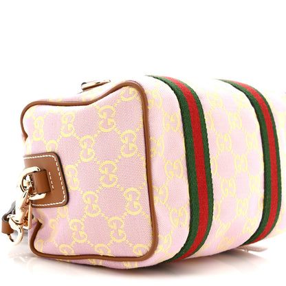 Gucci GG Supreme Web Mini GG Top Handle Bag Pink Yellow Beige 9 of 10
