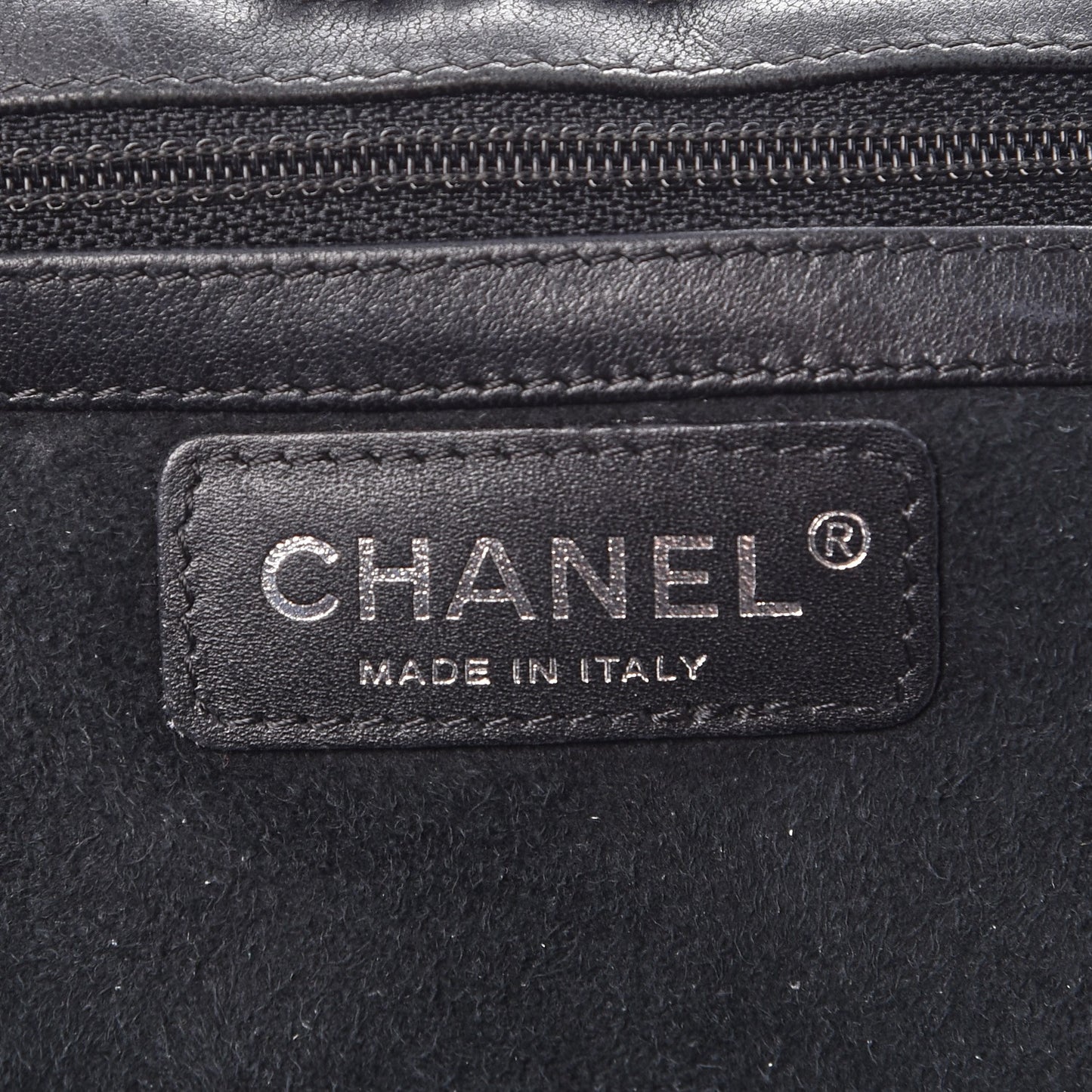 Shearling Suede Stiched CC Tote Black