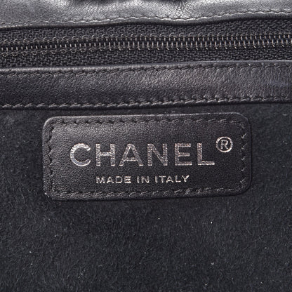 Chanel Shearling Suede Stiched CC Tote Black 8 of 11