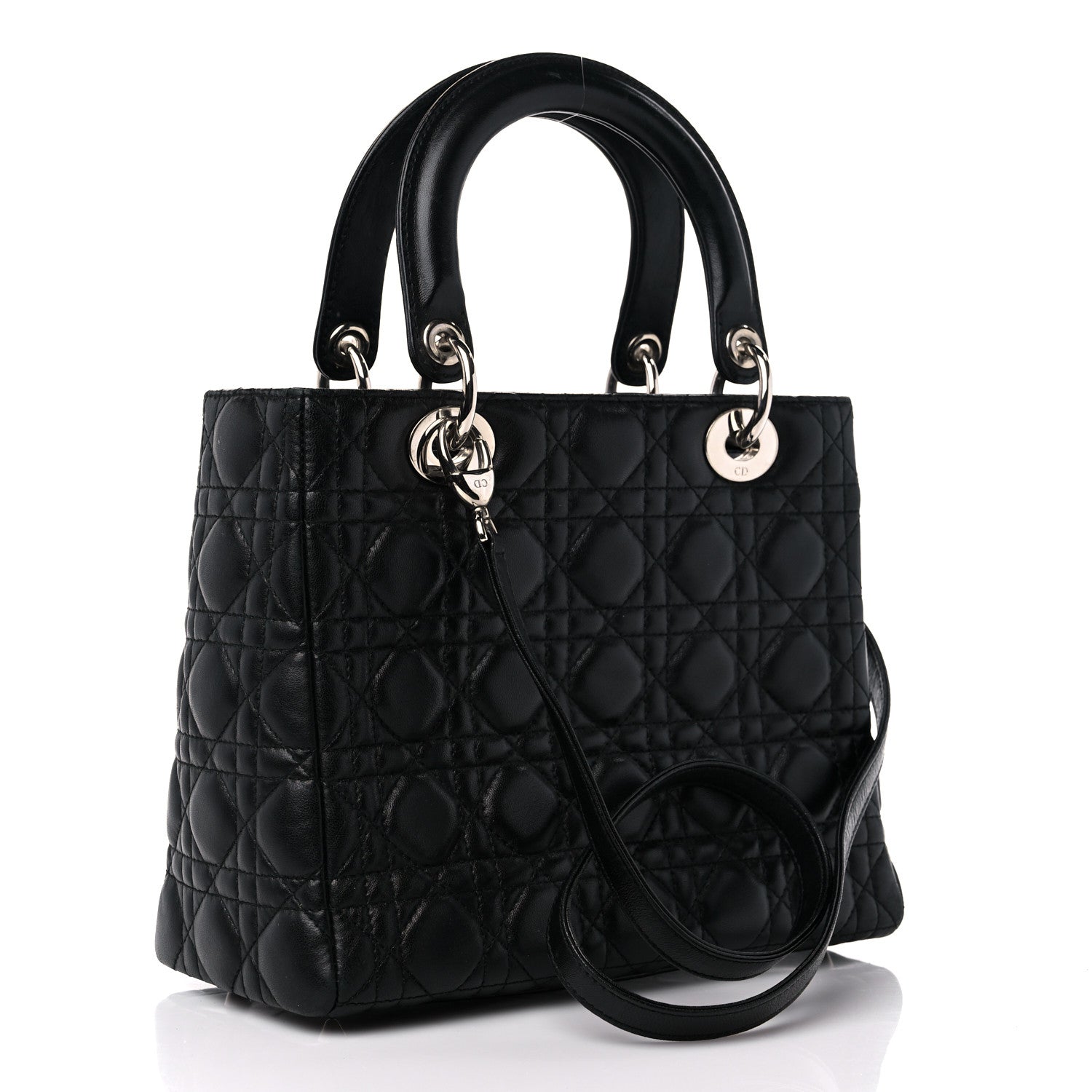Christian Dior Lambskin Cannage Medium Lady Dior Black 3 of 16