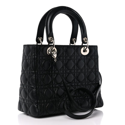 Christian Dior Lambskin Cannage Medium Lady Dior Black 3 of 16