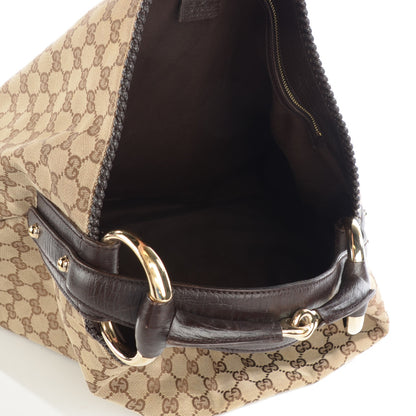 Gucci Monogram Large Horsebit Chain Hobo Dark Brown 5 of 9